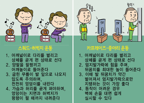 의자를 활용한 고령자 스쿼트 운동 방법