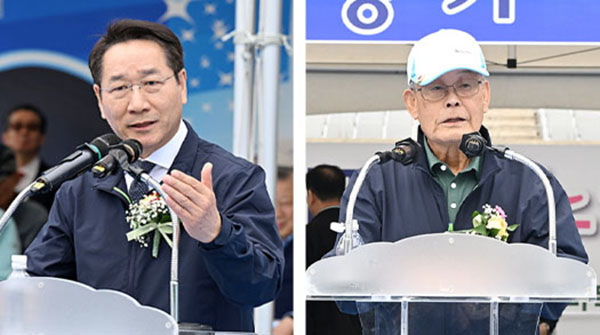 왼쪽부터 유정복 인천시장, 박용렬 인천연합회장.