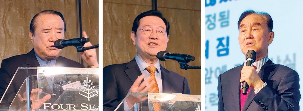 강의를 하고 있는  박상동 동서한방병원장, 이용섭 혁신위원장, 최성재 서울대 명예교수.(왼쪽부터)